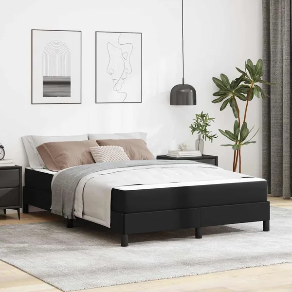 Cadre de lit avec matelas Noir 140 x 200 cm tissu