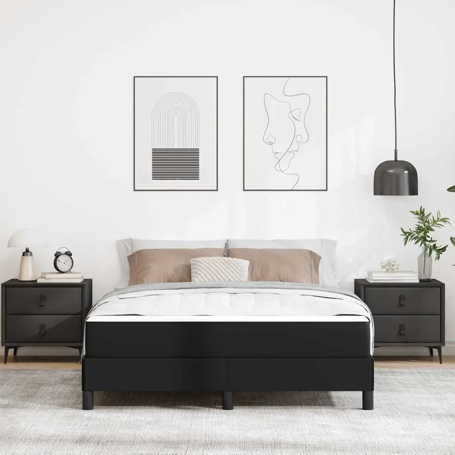 Cadre de lit avec matelas Noir 140 x 200 cm tissu - 3