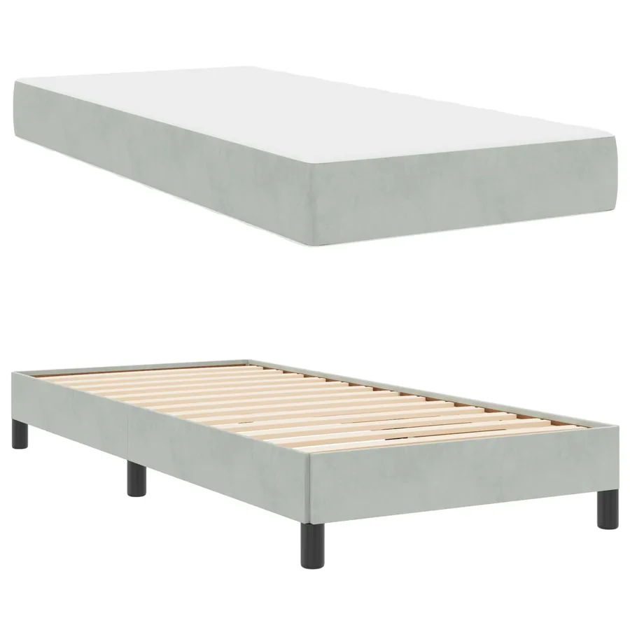 Lit à ressorts avec matelas Gris clair 90 x 200 cm tissu - 5