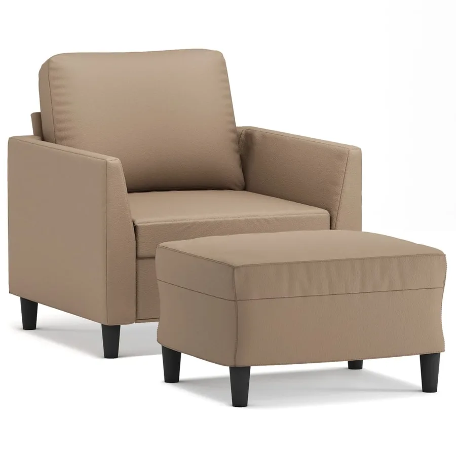 Fauteuil avec repose-pied Cappuccino 60 cm Similicuir - 2