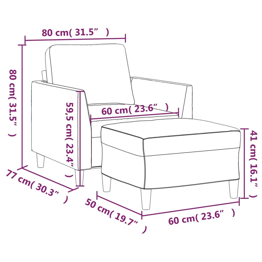 Fauteuil avec repose-pied Cappuccino 60 cm Similicuir - 7