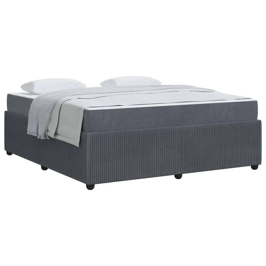 Cadre de lit avec matelas Gris foncé 180 x 200 cm tissu - 2
