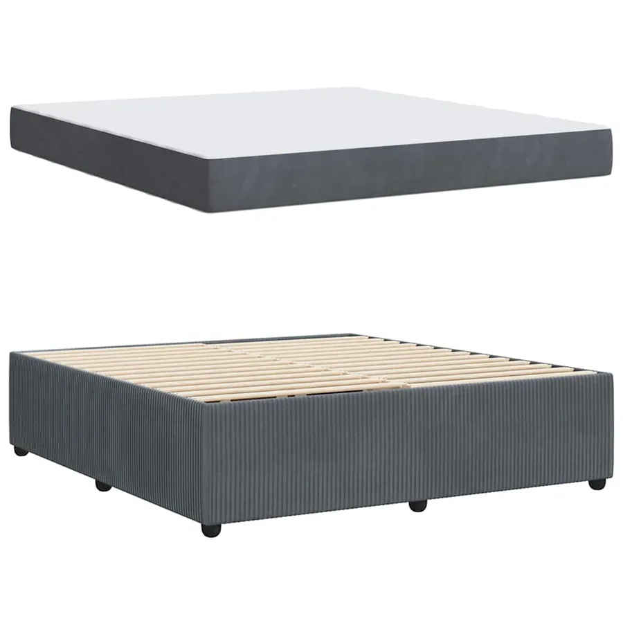 Cadre de lit avec matelas Gris foncé 180 x 200 cm tissu - 4