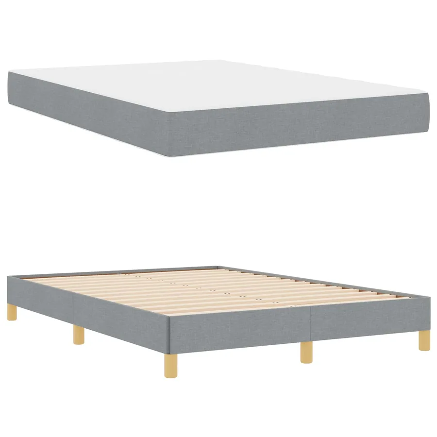 Lit à ressorts avec matelas Gris clair 140 x 190 cm tissu - 5