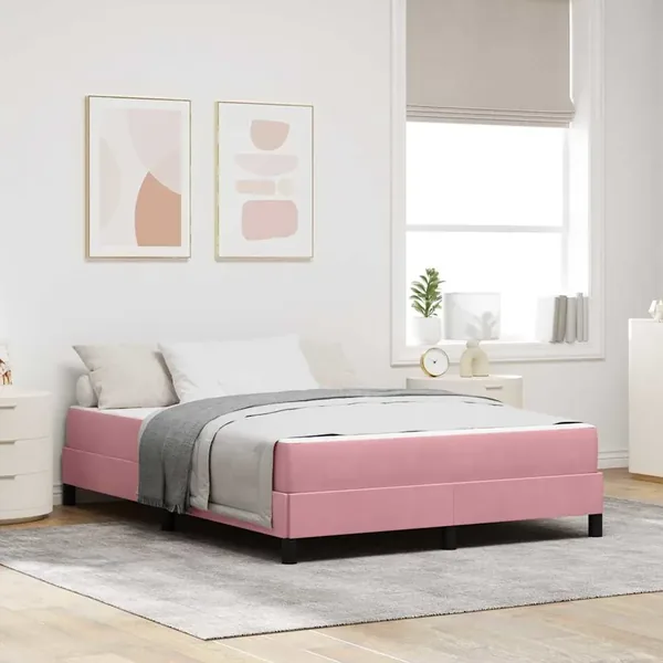 Lit à ressorts avec matelas Rose 140 x 210 cm tissu
