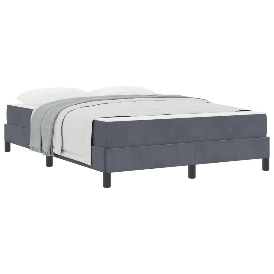 Lit à ressorts avec matelas Gris foncé 140 x 190 cm tissu - 2