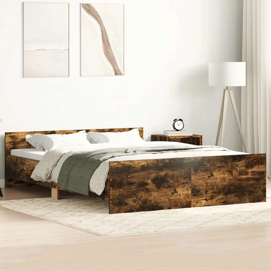 Cadre de lit sans matelas chêne fumé 140x190 cm