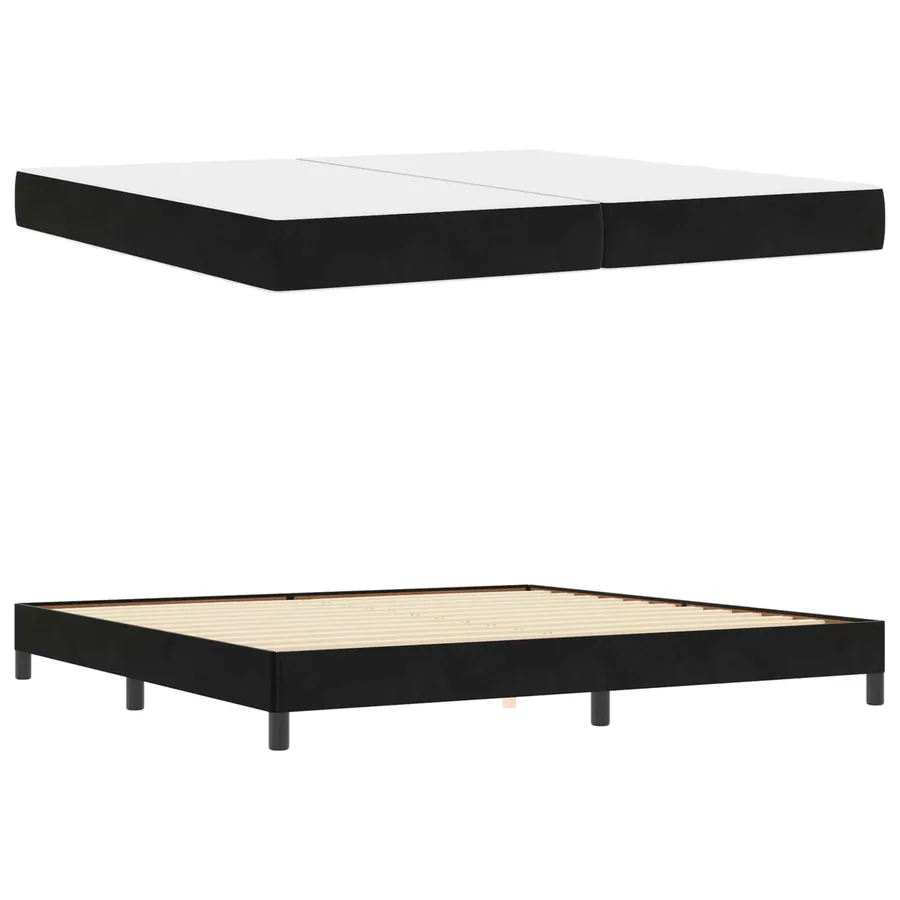Lit à ressorts avec matelas Noir 200 x 200 cm tissu - 4