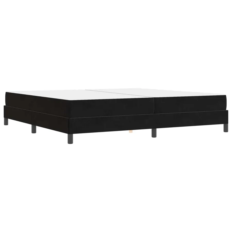 Lit à ressorts avec matelas Noir 200 x 200 cm tissu - 7