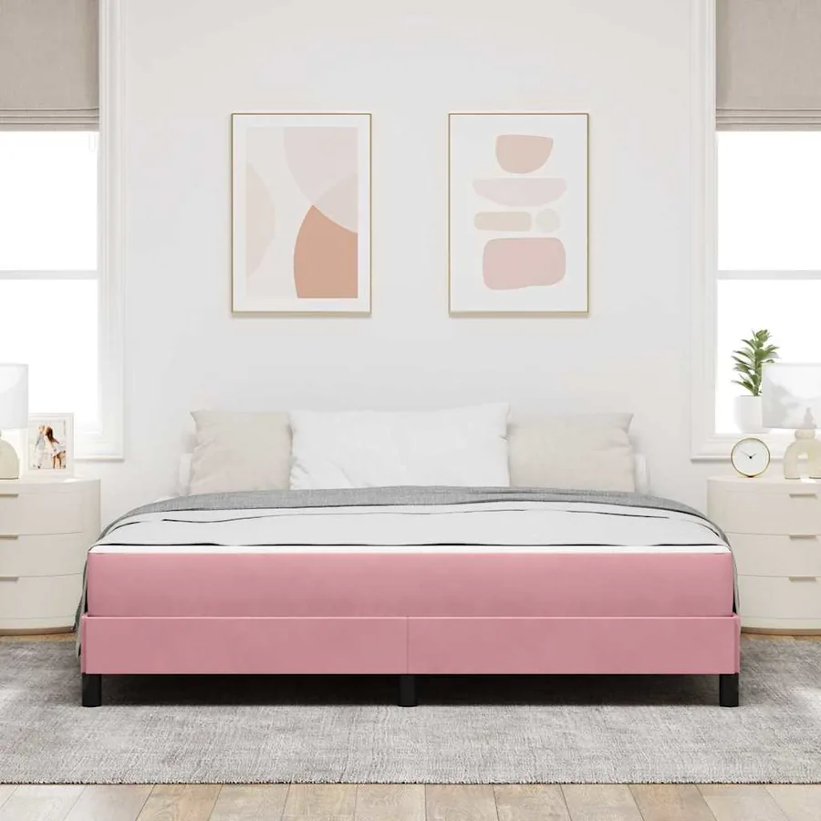 Lit à ressorts avec matelas Rose 180 x 210 cm tissu - 3