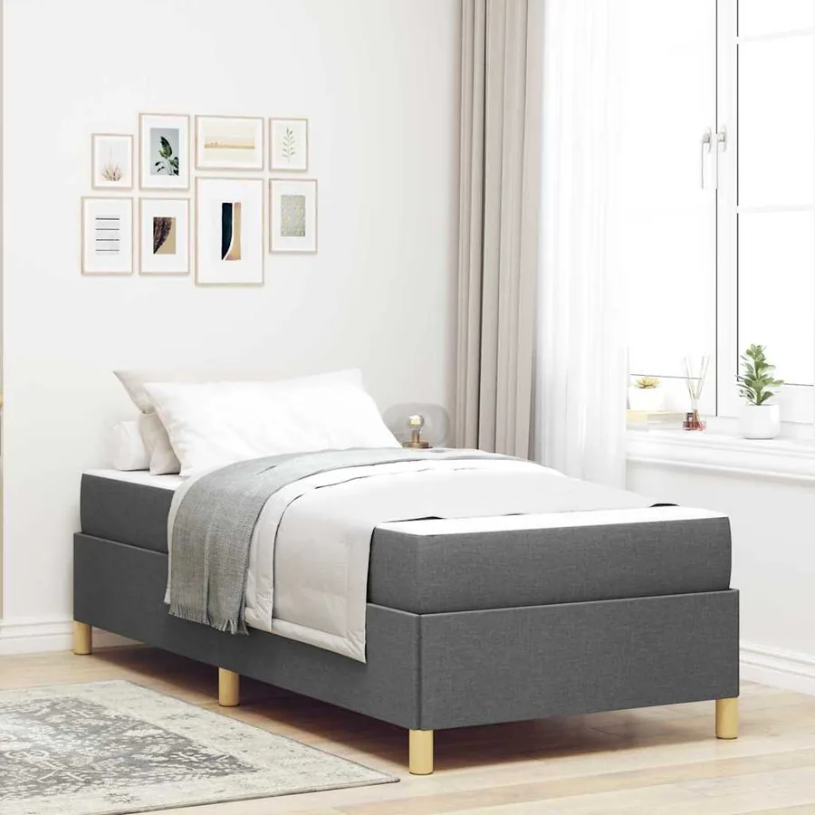 Cadre de lit avec matelas Gris foncé 80 x 200 cm tissu
