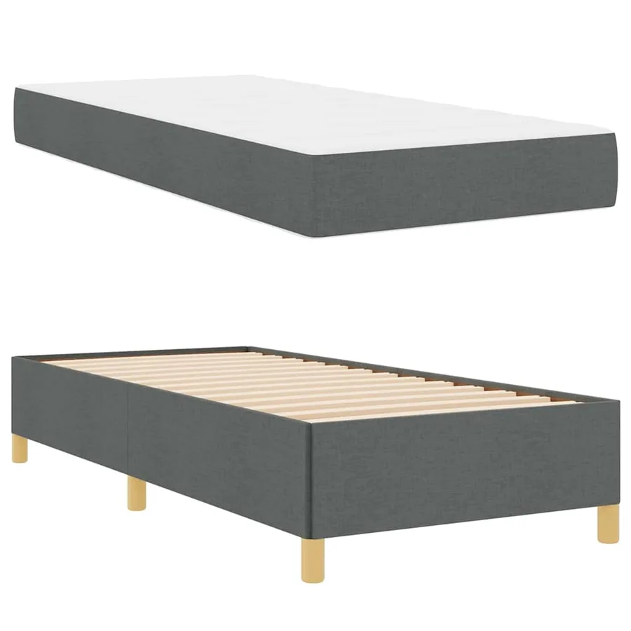 Cadre de lit avec matelas Gris foncé 80 x 200 cm tissu - 6