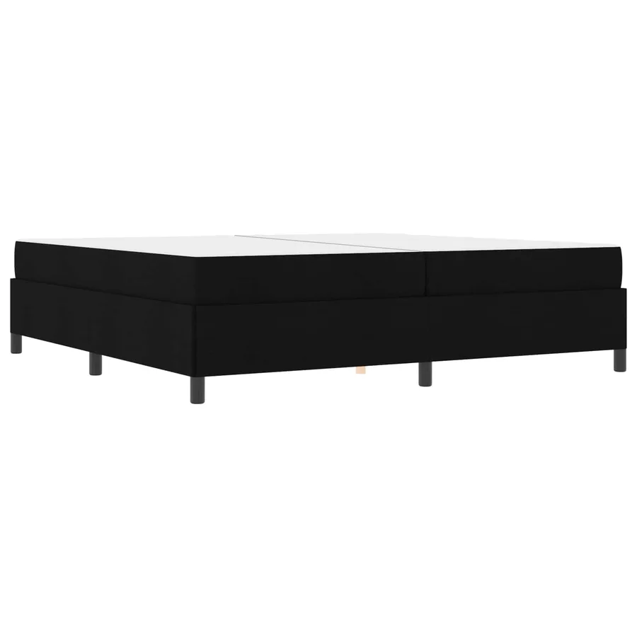 Lit à ressorts avec matelas Noir 200 x 200 cm tissu - 2