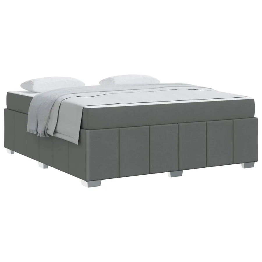 Cadre de lit avec matelas Gris foncé 180 x 200 cm tissu - 2