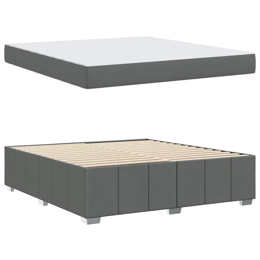 Cadre de lit avec matelas Gris foncé 180 x 200 cm tissu - 5