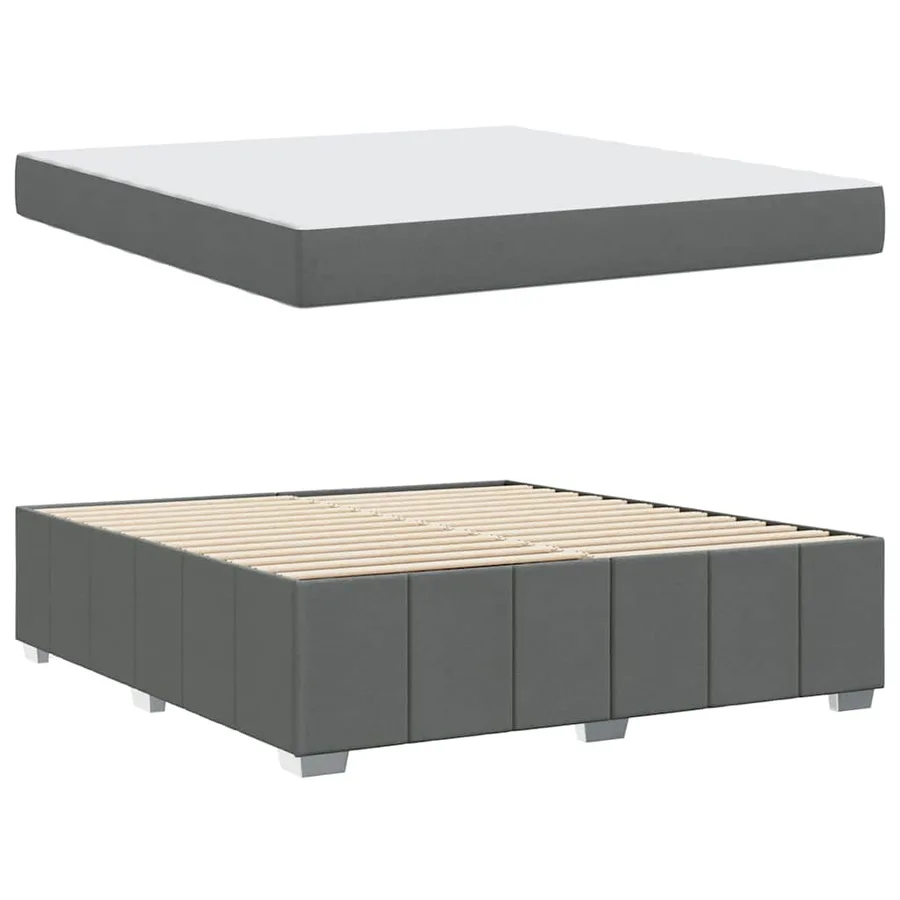 Cadre de lit avec matelas Gris foncé 180 x 200 cm tissu - 6