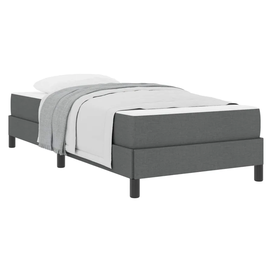 Lit à ressorts avec matelas Gris foncé 100 x 200 cm tissu - 2
