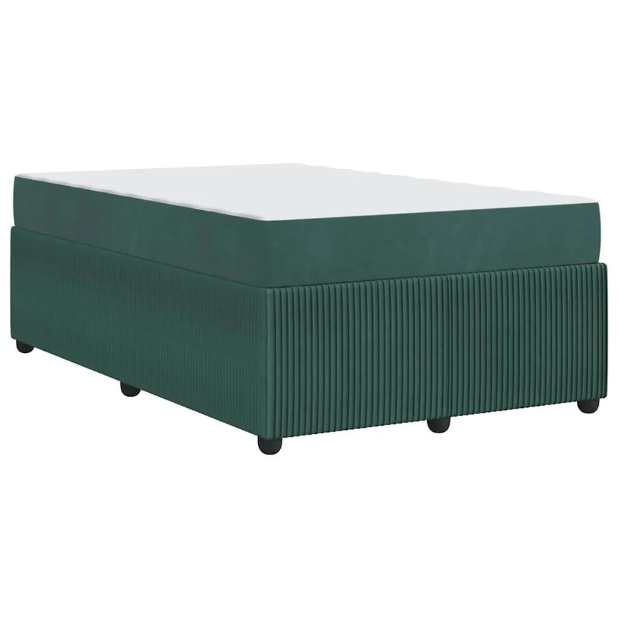 Cadre de lit avec matelas Vert foncé 120 x 190 cm tissu - 7