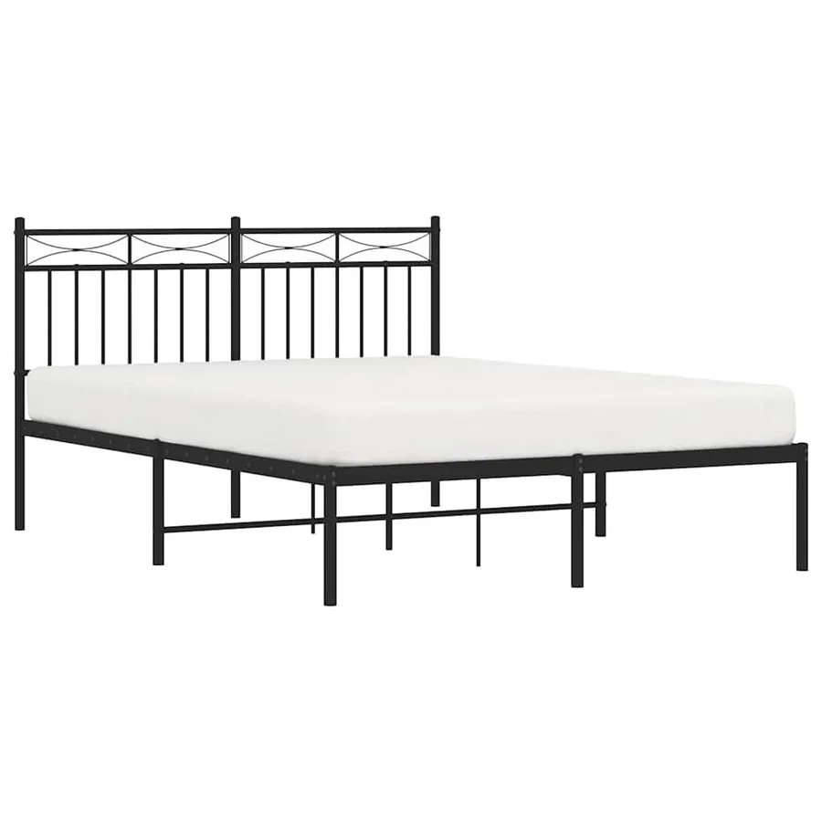 Cadre de lit métal sans matelas avec tête de lit noir 135x190cm - 4