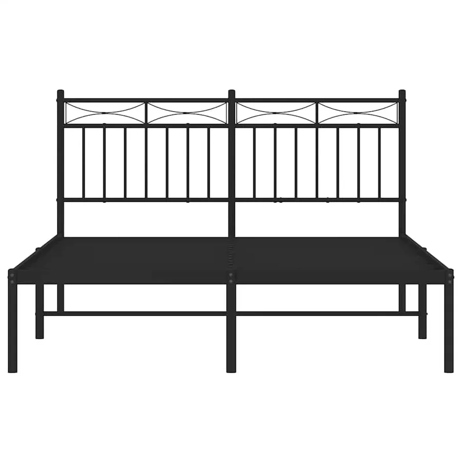 Cadre de lit métal sans matelas avec tête de lit noir 135x190cm - 6