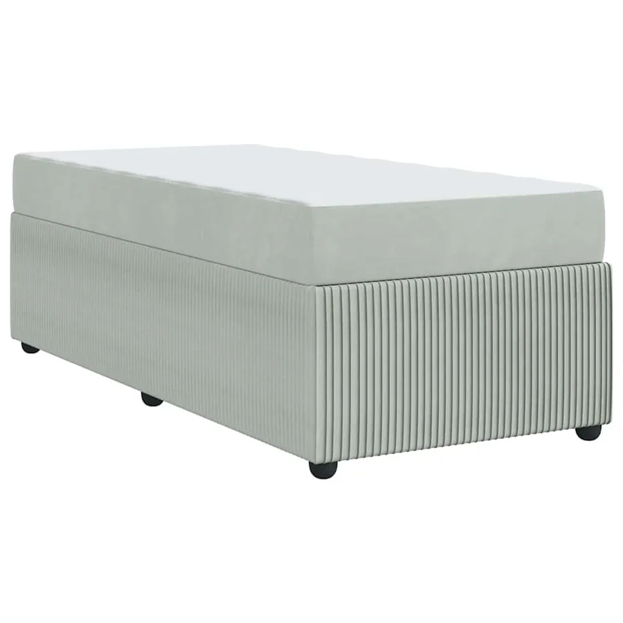 Cadre de lit avec matelas Gris clair 90 x 190 cm tissu - 9