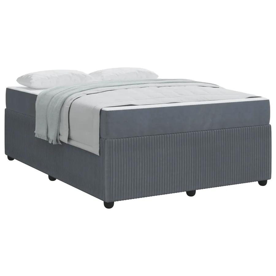 Cadre de lit avec matelas Gris foncé 160 x 200 cm tissu - 2