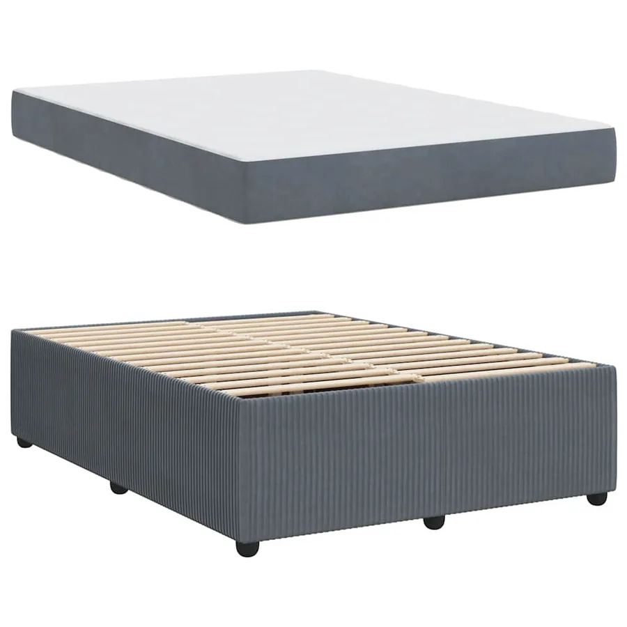 Cadre de lit avec matelas Gris foncé 160 x 200 cm tissu - 4