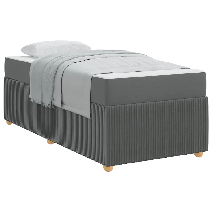 Cadre de lit avec matelas Gris foncé 80 x 200 cm tissu - 2