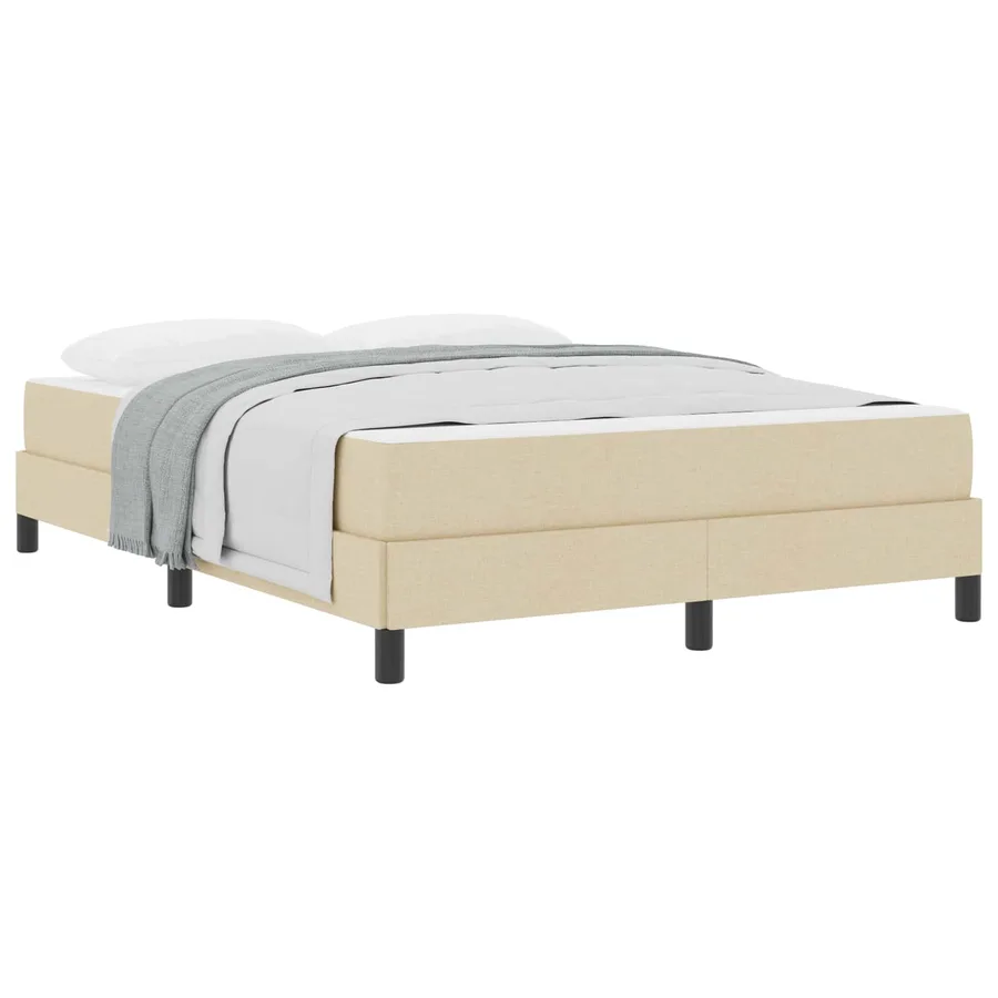 Lit à ressorts avec matelas Crème 140 x 200 cm tissu - 2