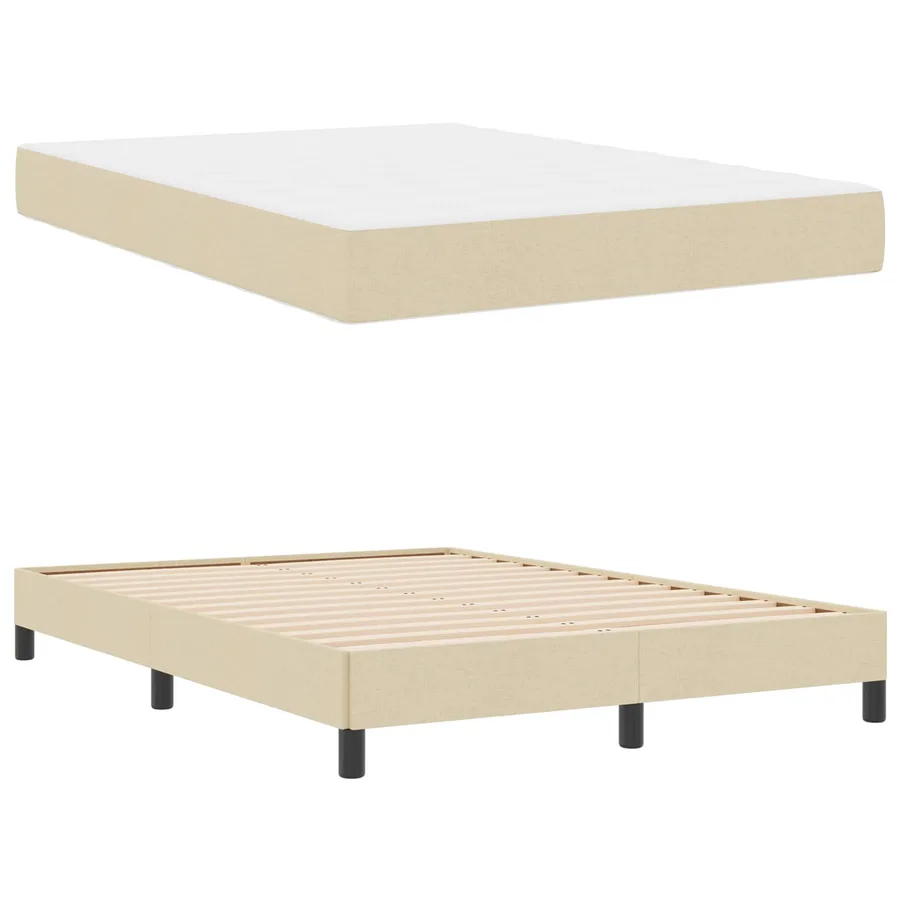Lit à ressorts avec matelas Crème 140 x 200 cm tissu - 5