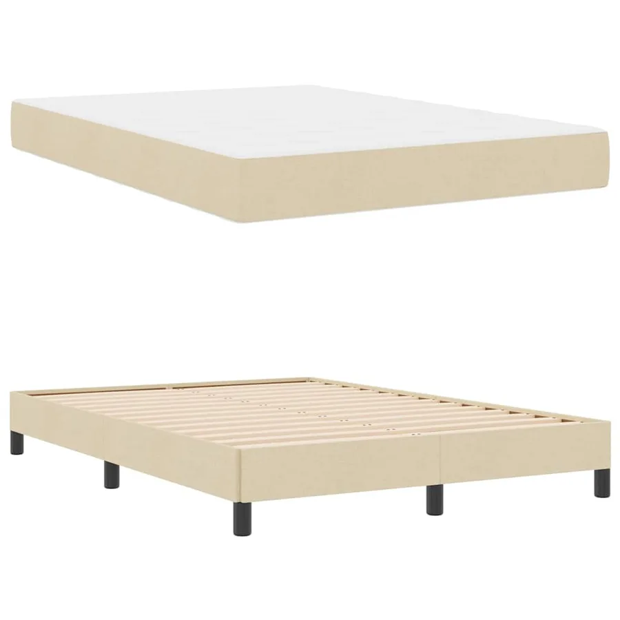 Lit à ressorts avec matelas Crème 140 x 200 cm tissu - 6