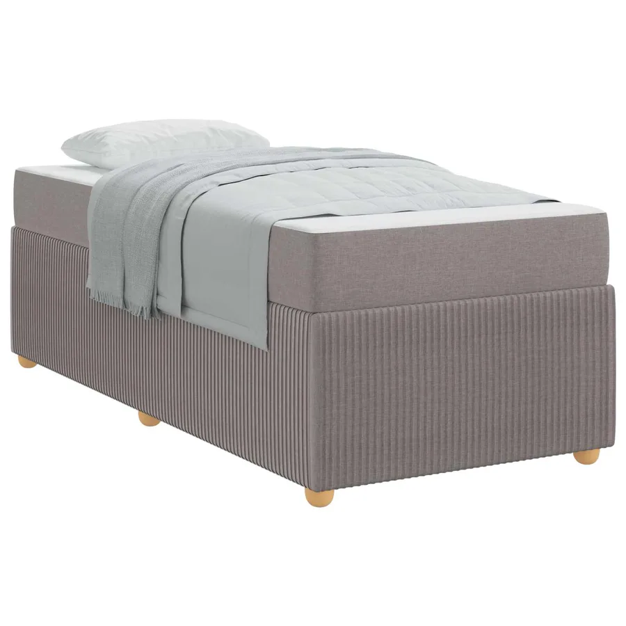 Cadre de lit avec matelas Taupe 100 x 200 cm tissu - 2