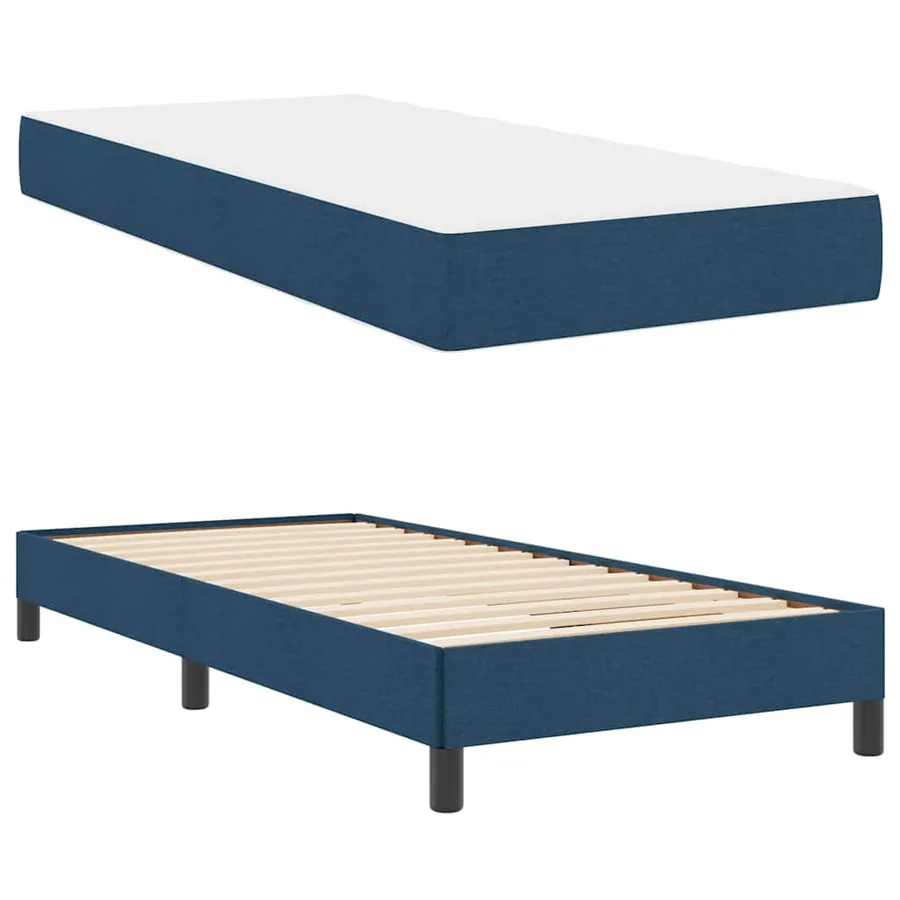 Lit à ressorts avec matelas Bleu 90 x 200 cm tissu - 6