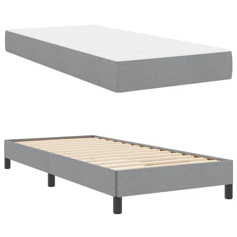 Lit à ressorts avec matelas Gris clair 90 x 200 cm tissu - 6