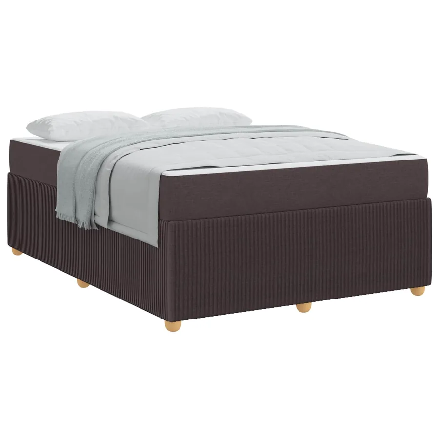 Cadre de lit avec matelas Marron foncé 140 x 200 cm tissu - 2