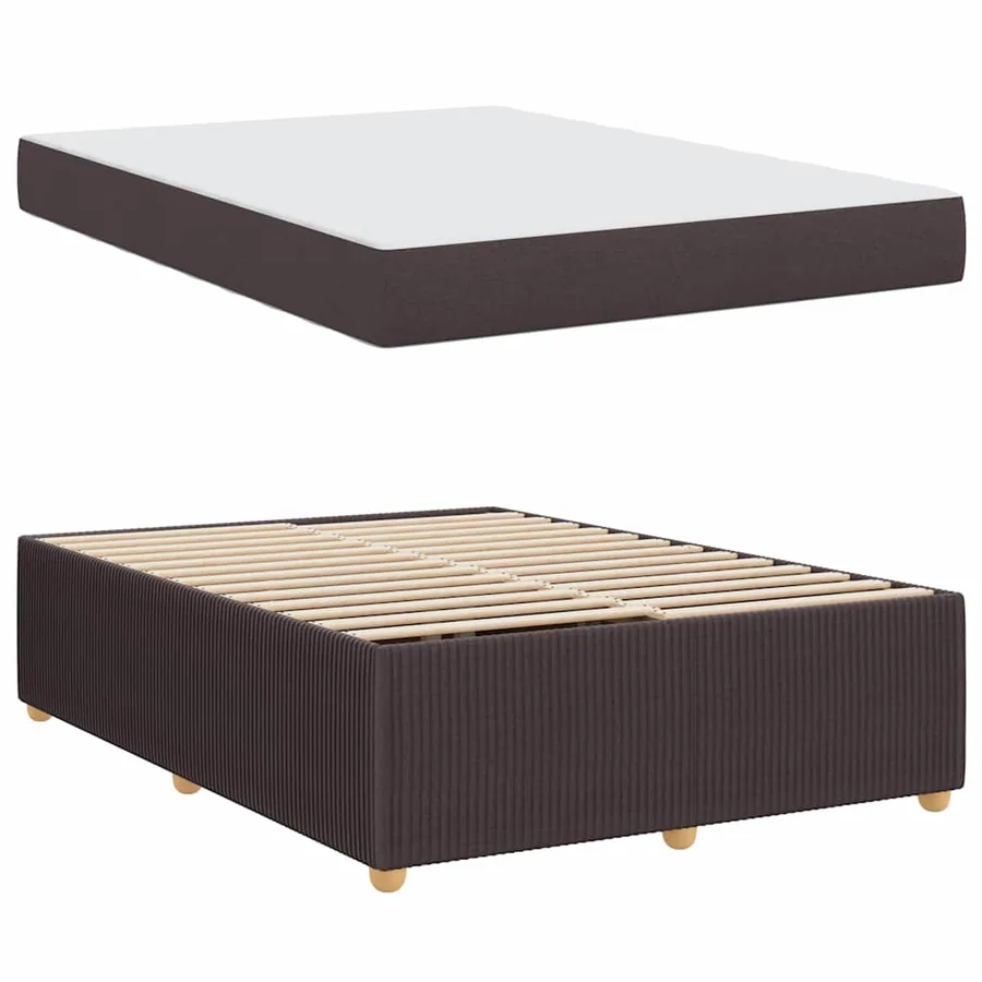 Cadre de lit avec matelas Marron foncé 140 x 200 cm tissu - 4