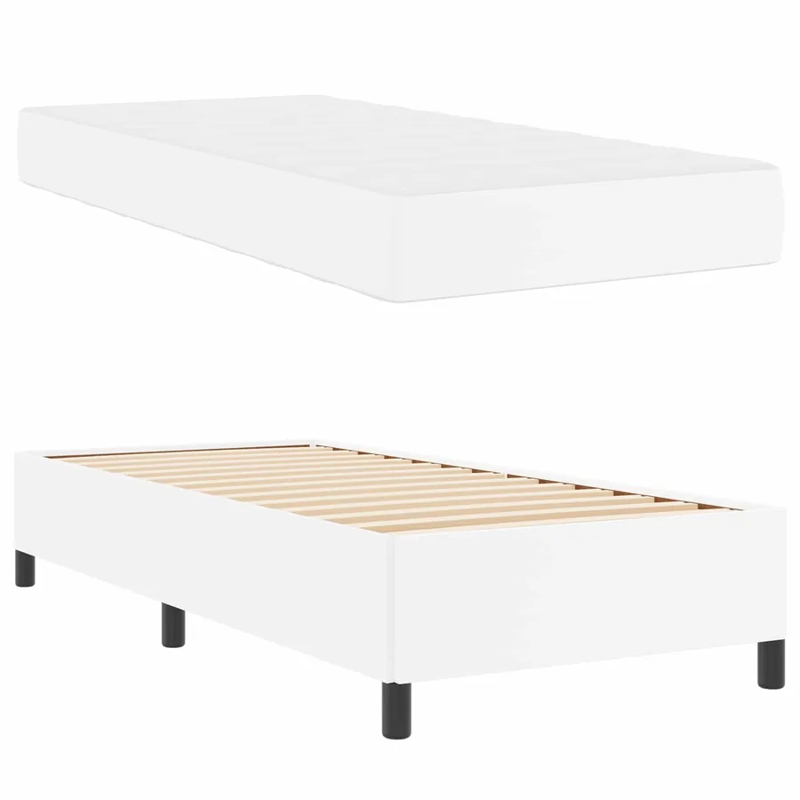 Cadre de lit avec matelas Blanc 90 x 190 cm tissu - 5