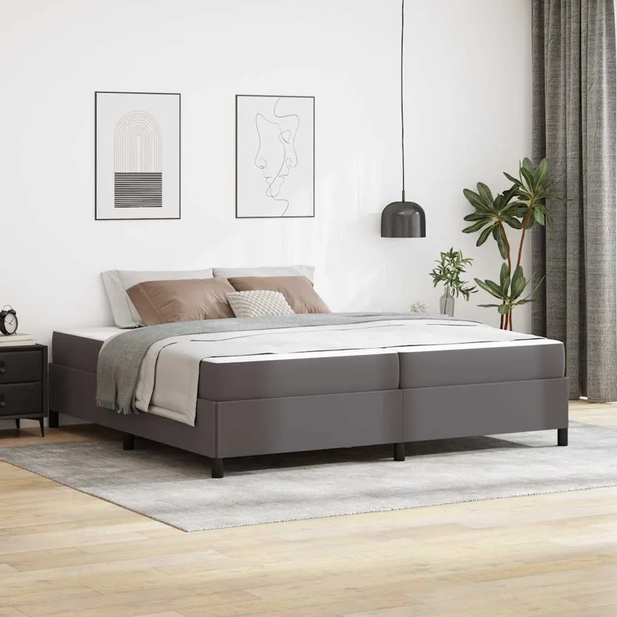 Cadre de lit avec matelas Gris 200 x 200 cm tissu