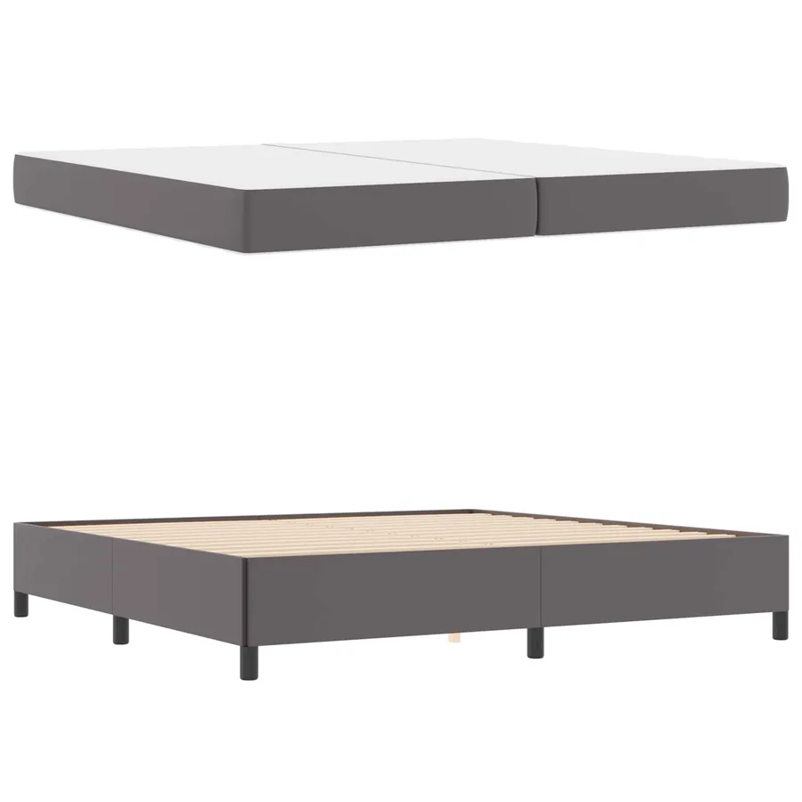 Cadre de lit avec matelas Gris 200 x 200 cm tissu - 4