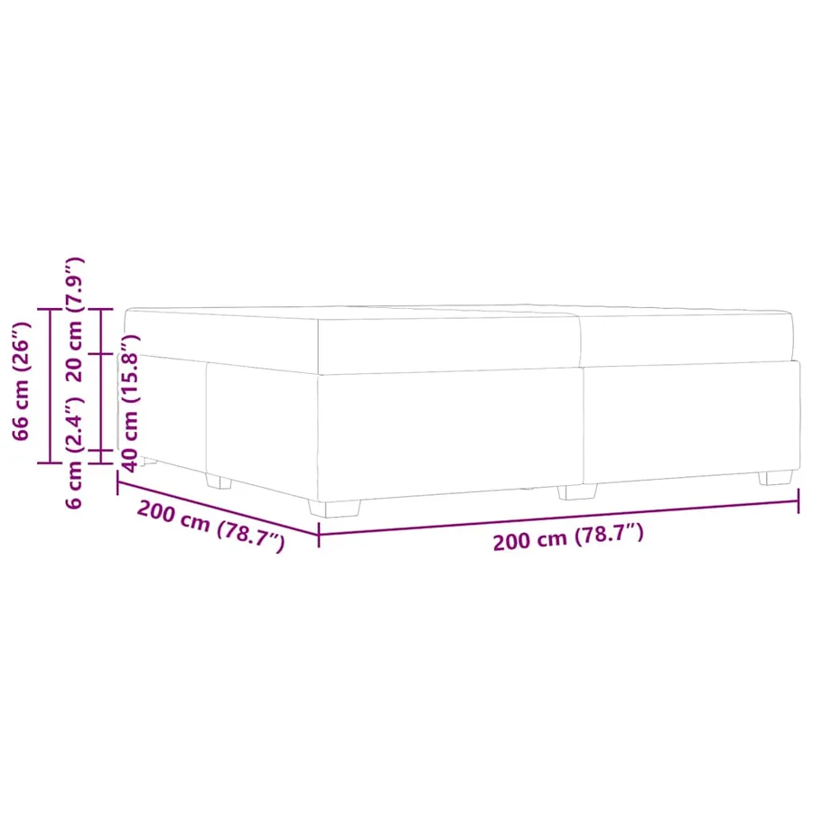 Cadre de lit avec matelas Bleu 200 x 200 cm tissu - 11