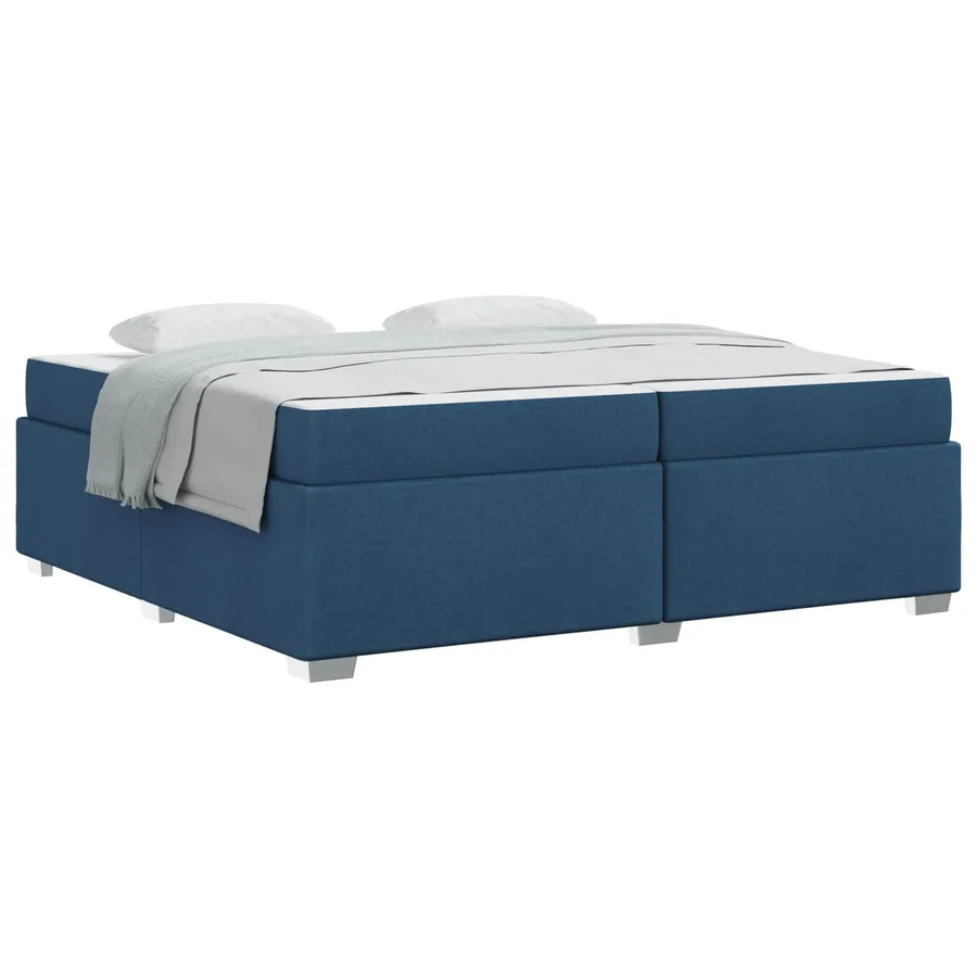 Cadre de lit avec matelas Bleu 200 x 200 cm tissu - 2