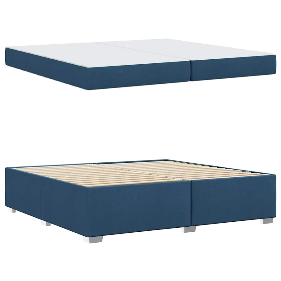 Cadre de lit avec matelas Bleu 200 x 200 cm tissu - 4