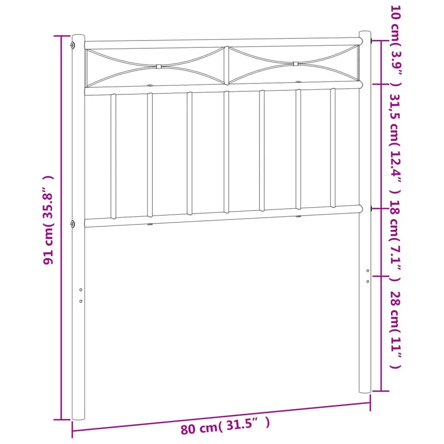 Tête de lit de remplacement métal noir 75 cm - 6