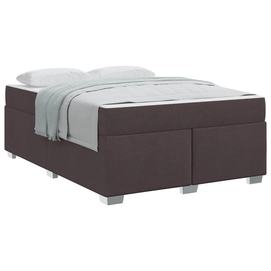 Cadre de lit avec matelas Marron foncé 140 x 200 cm tissu - 2