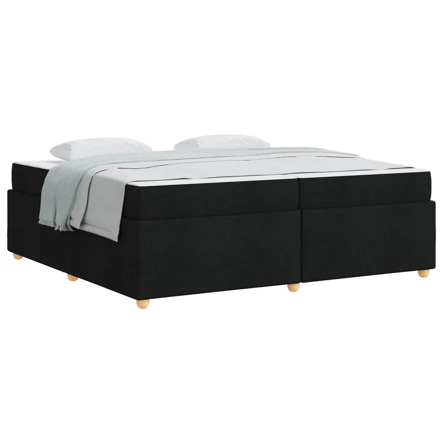Cadre de lit avec matelas Noir 200 x 200 cm tissu - 2