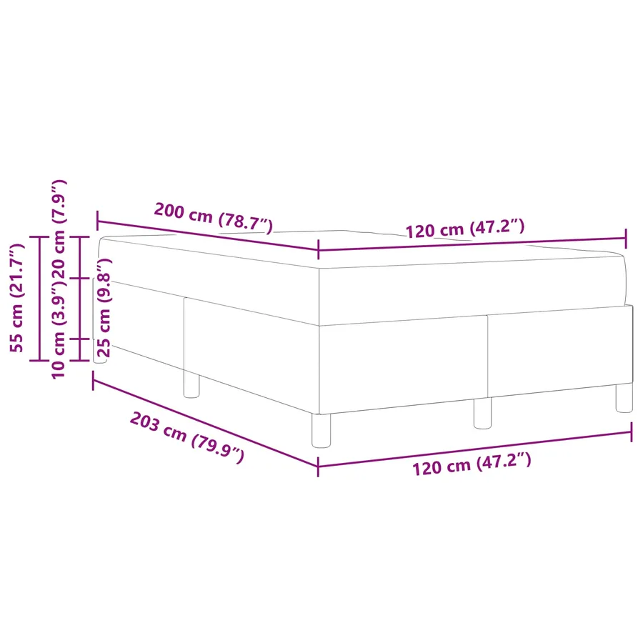 Cadre de lit avec matelas Gris Vert Clair 120 x 200 cm tissu - 12