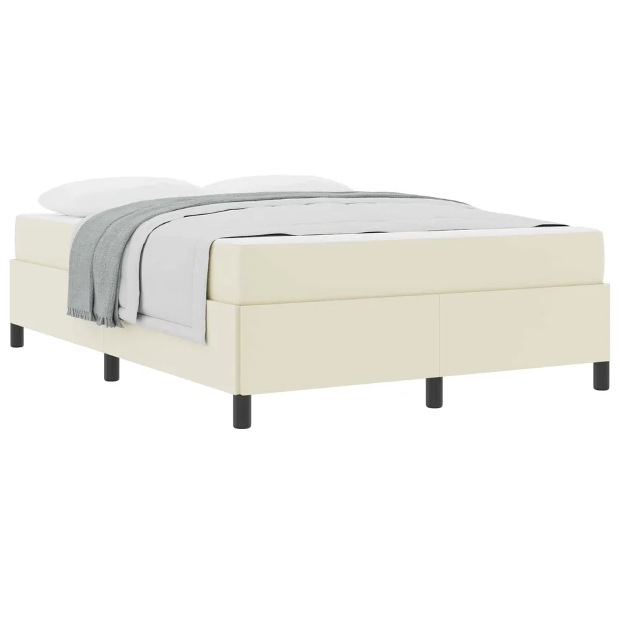 Cadre de lit avec matelas Crème 140 x 190 cm tissu - 2