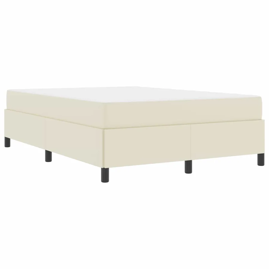 Cadre de lit avec matelas Crème 140 x 190 cm tissu - 4
