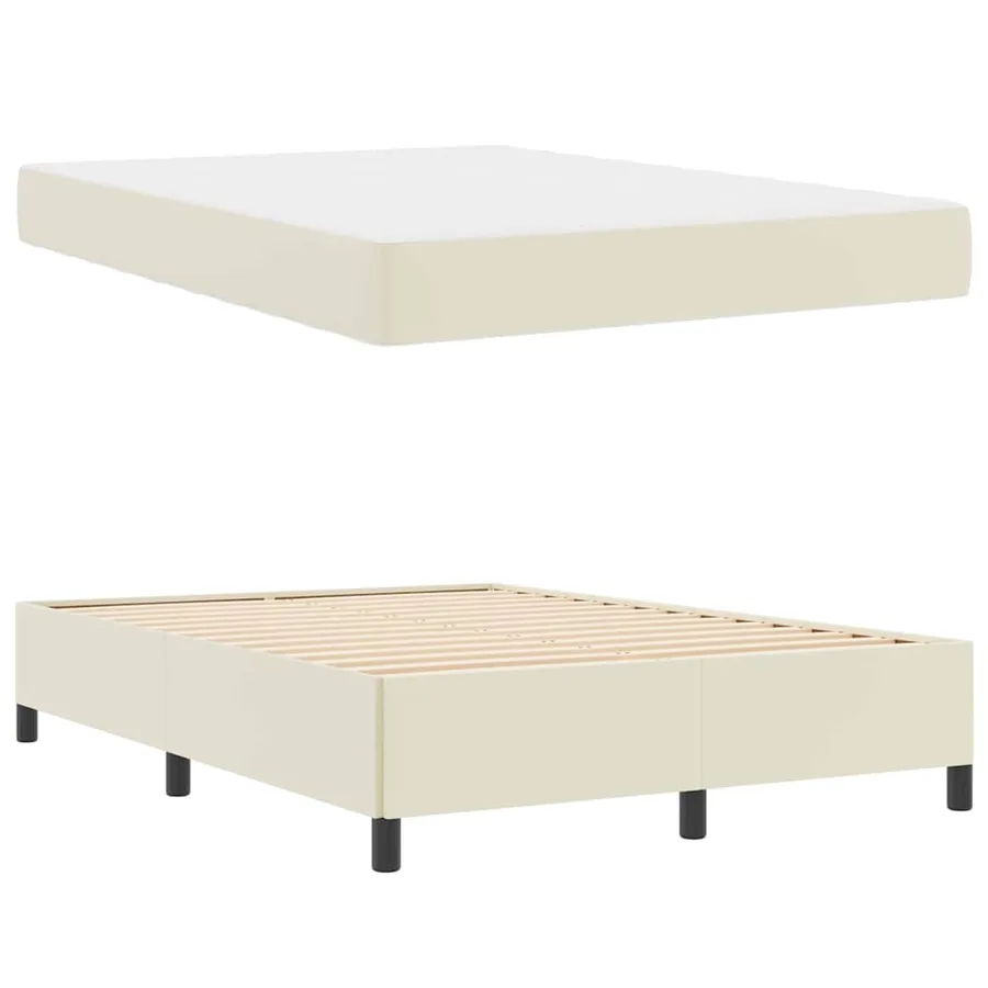 Cadre de lit avec matelas Crème 140 x 190 cm tissu - 6