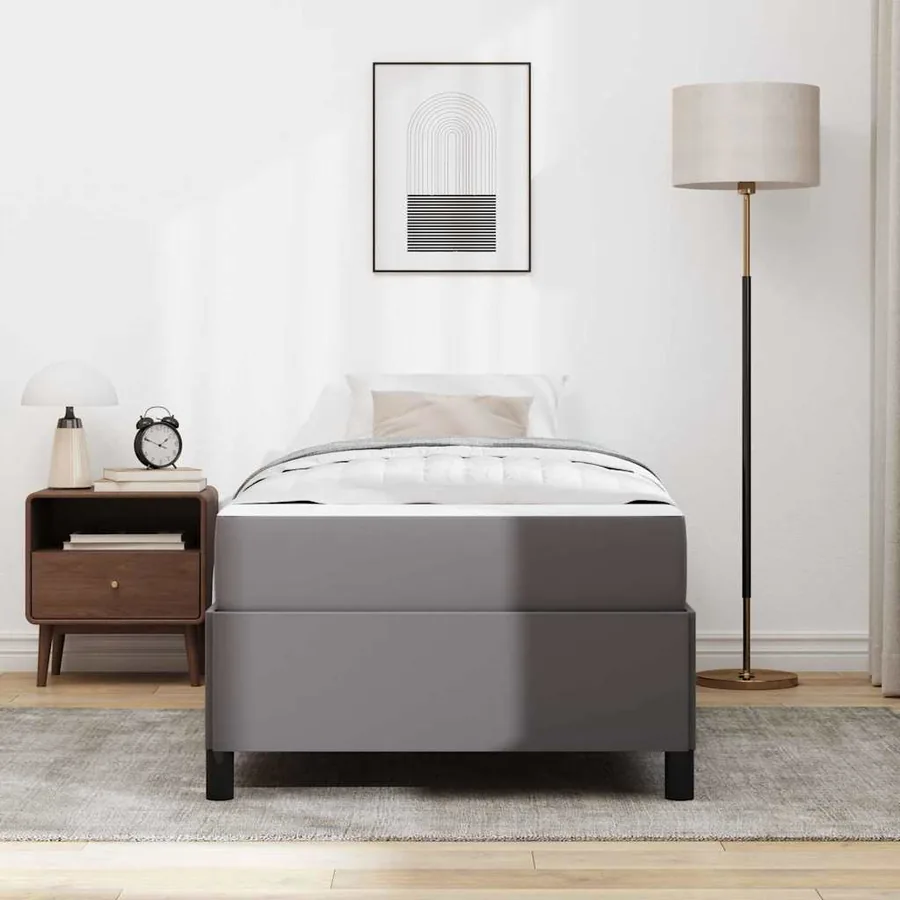 Cadre de lit avec matelas Gris 90 x 190 cm tissu - 3